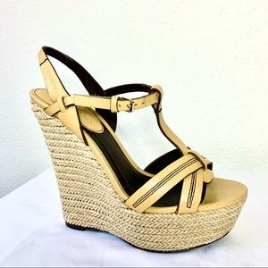 Burberry leather platform espadrille in marigold